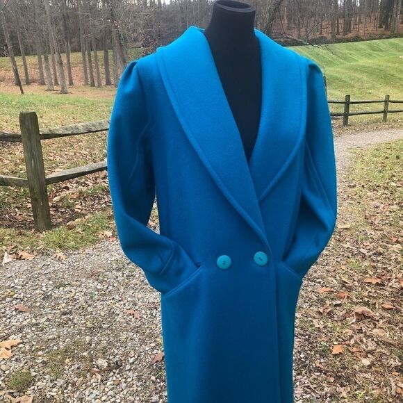 Vintage Ashley Scott Size 6 100% Wool Aqua Coat!! - Picture 5 of 16